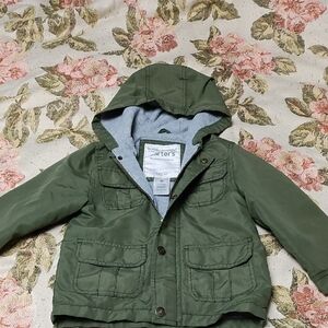 Carter's Green Raincoat with Utility Design